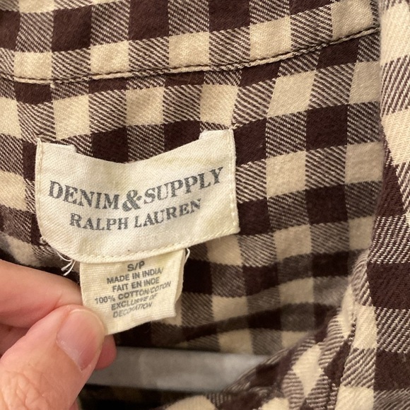 Denim & Supply Ralph Laurenbrown check with bead detail size small button down - Picture 2 of 6